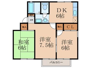 シャルムナガイＢ棟の物件間取画像